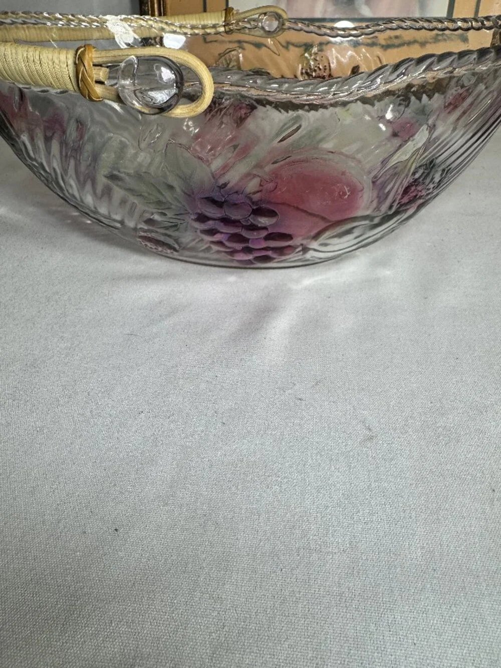Vintage elegant stylish oval  glass fruit bowl, basket